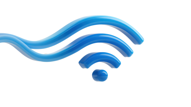 Wi-fi signal icon 3d rendering with blue gradient waves for wireless internet connection and digital network - Powered by Adobe