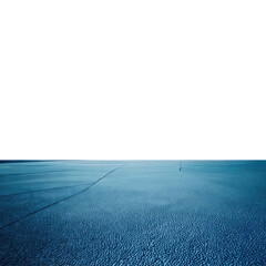 Blue cracked ground under a stark, black expanse