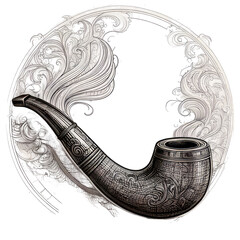 Elegant pipe with smoke against a stylized backdrop