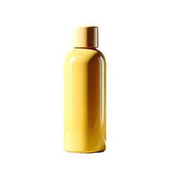 Yellow bottle, minimalist, isolated on a black background