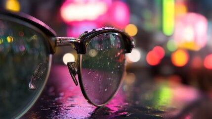 Nighttime glasses urban scene