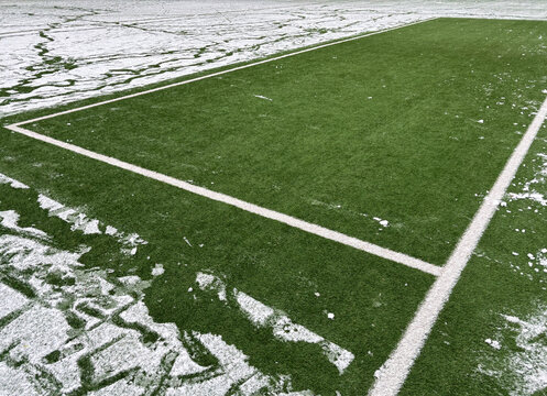 snow covered soccer field