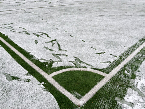 snow covered soccer field