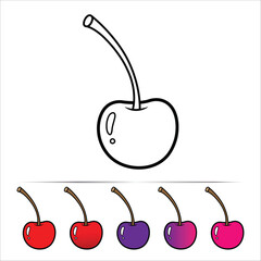 Cherry Fruit Outline and Color Variations