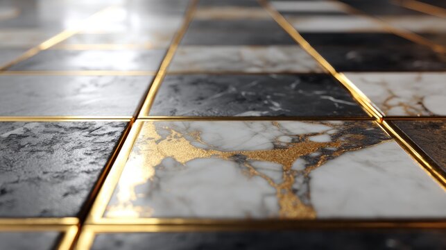 Marble tiles gold trim
