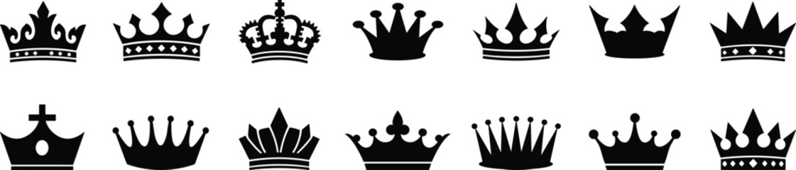 Crown icon set. Crown symbol vector sign isolated on white background illustration for graphic and web design. © FORHAD