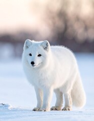 Naklejka premium White fox in snowy landscape