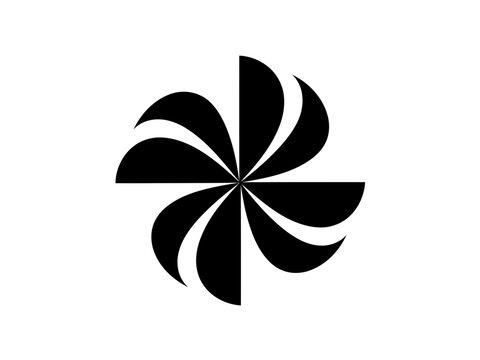 Black and white abstract flower or spiral shape design element - Powered by Adobe
