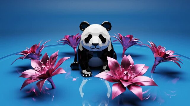 Cute cartoon panda with bamboo in a fun and playful style