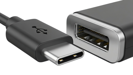 USB-C Cable and USB-A Port Connector