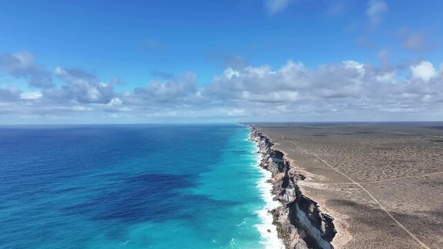 Aerial footage of Bunda Cliffs Nullabor South Australia