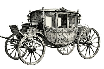 Fototapeta premium Ornate Vintage Horse-Drawn Carriage Illustration
