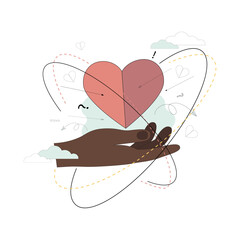 Love concept. Hand holding a heart. Flat vector illustration for websites and postcards,  posters.eps
