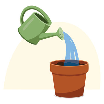Vector illustration of garden sprinkler with plant pot suitable for gardening watering eco friendly outdoor landscape or decorative nature themed designs