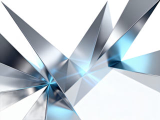 Abstract Metallic Geometric Shapes with Blue Accents