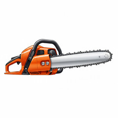 Fototapeta premium Modern Chainsaw Side View Isolated on White Background