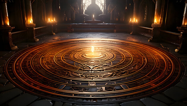 A magic circle on the floor of a castle in the Magic Kingdom