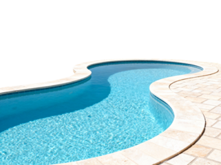 Swimming Pool with Curved Travertine Coping