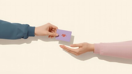 Giving valentine's day card with heart, copy space banner