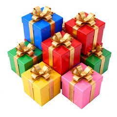 Fototapeta premium Colorful Gift Boxes with Golden Bows