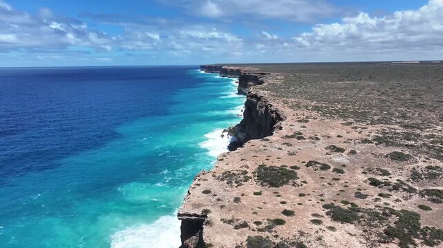 Aerial footage of Bunda Cliffs Nullabor South Australia