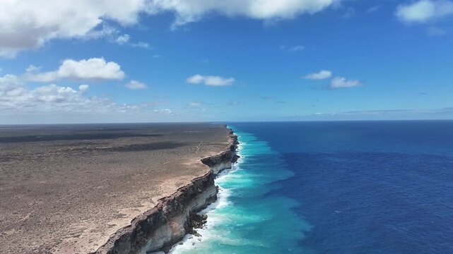 Aerial footage of Bunda Cliffs Nullabor South Australia