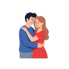 Obraz premium Happy Couple Embracing Affectionately, Romantic Relationship, Love and Connection
