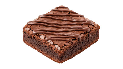 Delicious brownie square isolated on transparent background