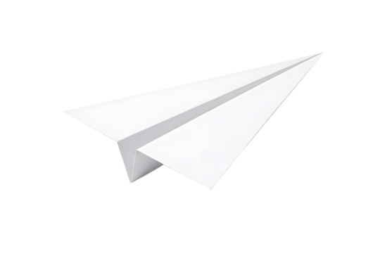 A simple, white paper airplane isolated on a transparent background - Powered by Adobe
