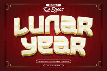 Lunar year editable text effect with 3d gold text style