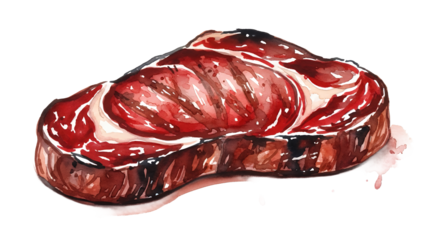 A raw steak with marbling displayed on a white surface viewed from above