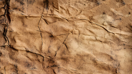 Fototapeta premium Crumpled paper texture. Realistic brown crumpled paper background. Horizontal wrinkled empty notepad sheet. Vector illustration.