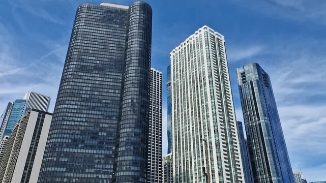 Modern Condominium Skyscrapers of Chicago Illinois USA on Sunny Day