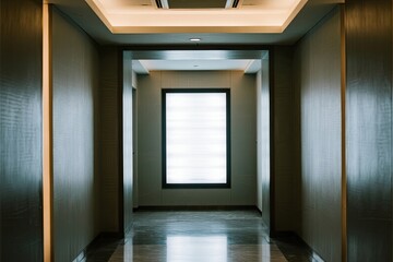 Modern hallway with reflective floor