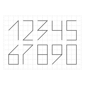 Geometric zip code numbers vector typography set