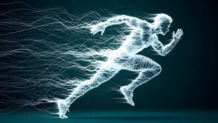 Digital runner embodying speed and innovation in a technologically advanced world