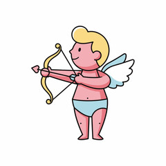 Cartoon Cupid Shooting an Arrow