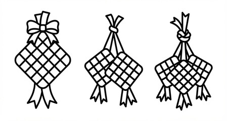 Traditional Diamond-Shaped Rice Cakes Tied with Ribbons and Bows, Often Seen During Festive Celebrations