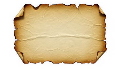 Vintage parchment paper isolated on transparent background