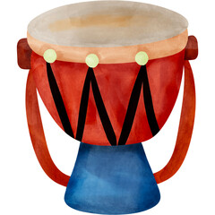 Watercolor Illustration of a Djembe Drum