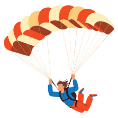 Obraz premium Vector illustration of skydiver with parachute on white background ideal for parachuting sport leisure activity and extreme adventure themed designs