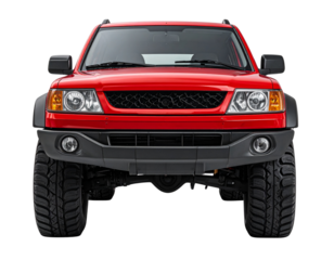 Front View Red Utility Task Vehicle, Compact Utility Model, Isolated on White Background (3)