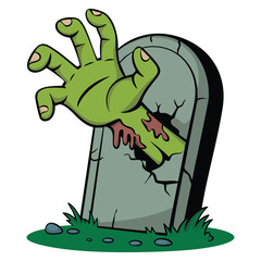 Obraz premium Vector illustration of spooky zombie hand emerging from tomb perfect for halloween horror undead creepy character and seasonal themed artwork