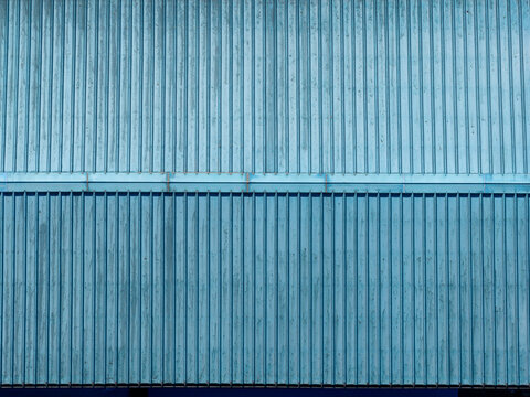 Weathered Blue Corrugated Metal Industrial Background