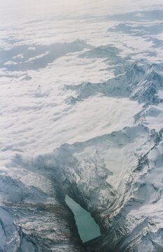 Mountains with snow from above