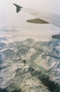 Mountains with snow from above