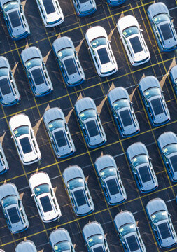 Aerial View of New Car Inventory Lot