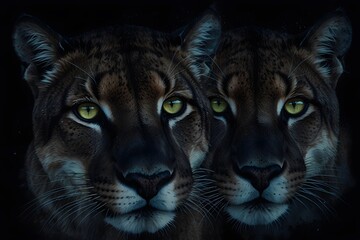 Puma&rsquo;s eyes glowing in the dark