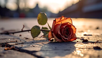 dried rose flower lying on the ground
