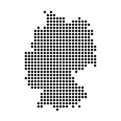 Germany country dotted map. Black spot pixel illustration isolated on white background. Vector circle mosaic.